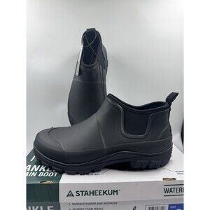 Staheekum Ankle Rain Boot Mens Size 9 Black Waterproof Memory Foam New